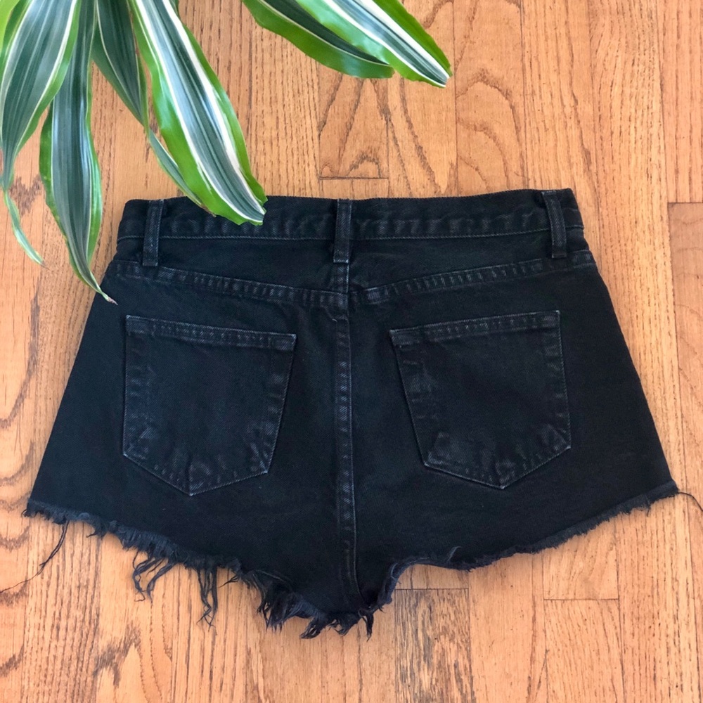 Free People Distressed Black Denim Shorts - Picture 2 of 3